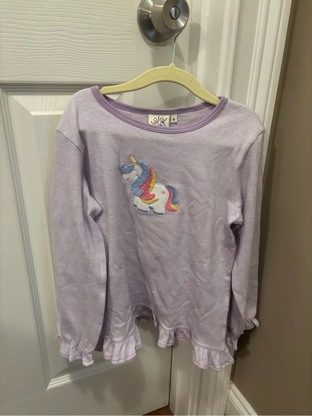 NWT Luigi Kids Girls' Lavender Unicorn Long-Sleeve Top